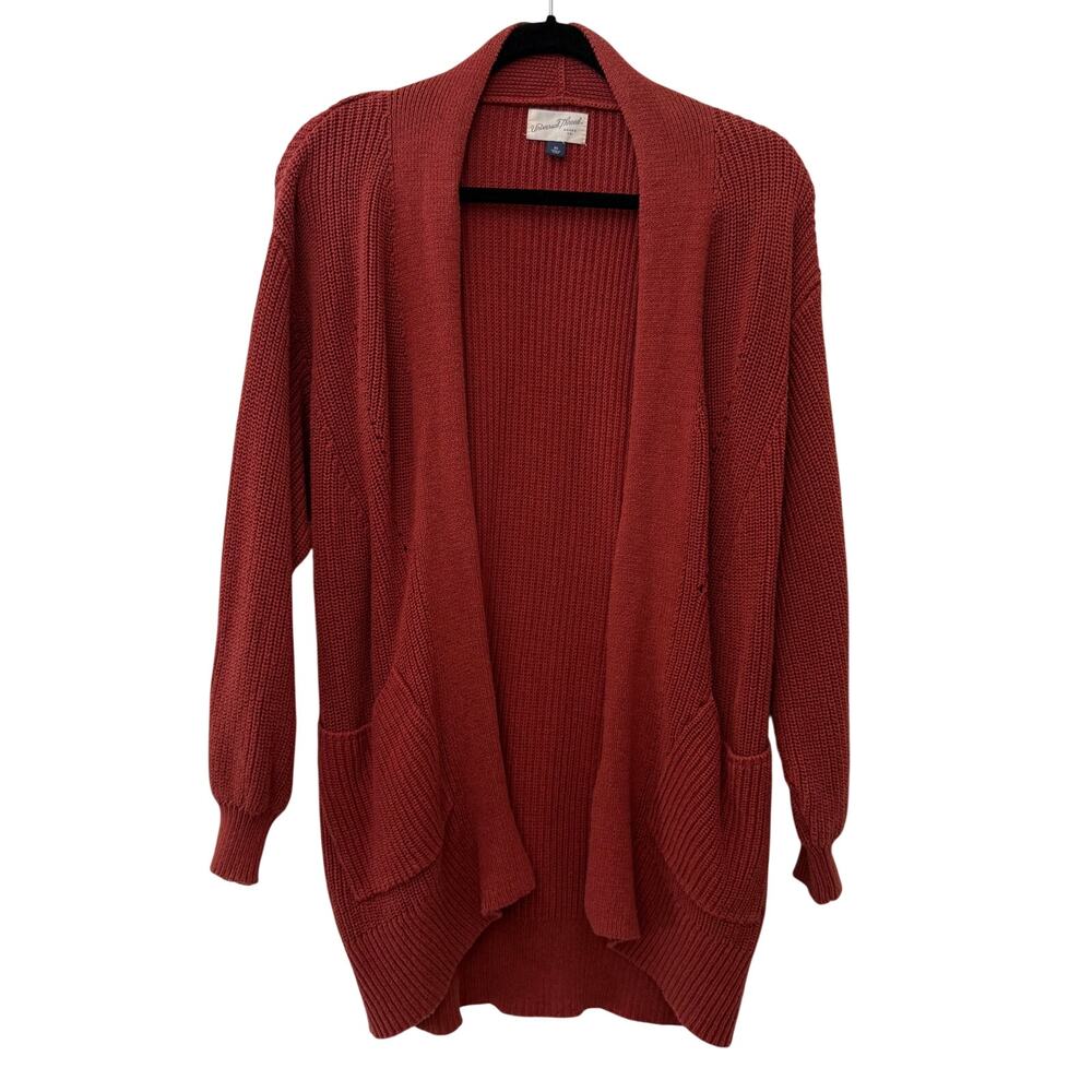 Universal Thread Rust Red Open Knit Long Cardigan Size XS Oversized Casual